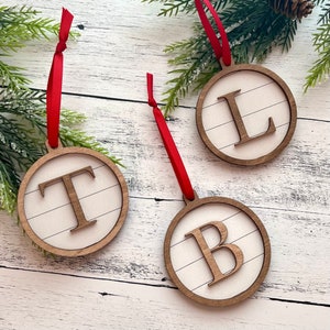 Mini Family Initial Christmas Tree Ornament // Personalized Ornament // Mini Christmas Tree Decor // Custom Christmas Ornament