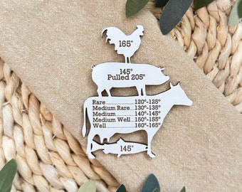 Fleischtemperatur Kühlschrankmagnet // Magnetischer Fleischtemperatur-Führer // Kochen Kühlschrankmagnet // Grillzubehör // BBQ Magnet