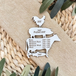 Fleischtemperatur Kühlschrankmagnet // Magnetischer Fleischtemperatur-Führer // Kochen Kühlschrankmagnet // Grillzubehör // BBQ Magnet