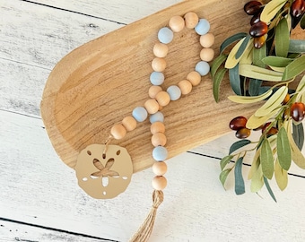 Coastal Themed Wooden Bead Garland // Beach Tiered Tray Decor // Summer Tier Tray Decor // Nautical Home Decor // Decorative Garland