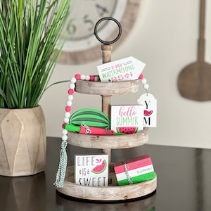 BUNDLE // Watermelon Tiered Tray Decor // Summer Tiered Tray Signs // Tier Tray Decor // Watermelon Themed Tiered Tray Decor // Summer Decor