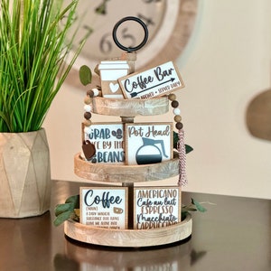 BUNDLE // Coffee Themed Tiered Tray Decor // Coffee Themed Signs // Tiered Tray Decor // Coffee Bar Signs // Coffee Bar Decor