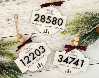 Custom Zip Code Ornament // Local Zip Code Ornament // Personalized Ornament // House Warming Gift // Address Christmas Ornament