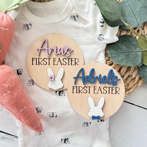 Personalized Baby&#39;s First Easter Sign // Baby Easter Milestone Disc // Baby Easter Keepsake // Baby 1st Easter Gift // First Easter Plaque