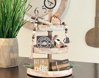 BUNDLE // Coffee Themed Tiered Tray Decor // Coffee Themed Signs // Tiered Tray Decor // Coffee Bar Signs // Coffee Bar Decor