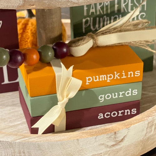 Fall Tiered Tray Decor Mini Book Stack Tiered Tray Decor Fall Etsy