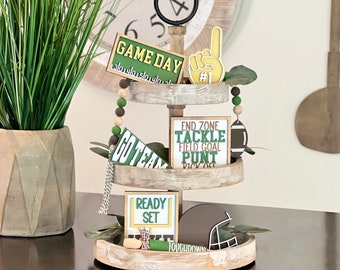 BUNDLE // Football Themed Tiered Tray Decor // Football Tiered Tray Signs // Football Tiered Tray Decor // Sports Tiered Tray Decor