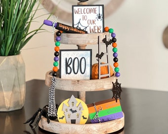 BUNDLE // Halloween Themed Tier Tray Decor // Halloween Tiered Tray Signs // Halloween Tier Tray Decor // Halloween Tiered Tray Decor Set