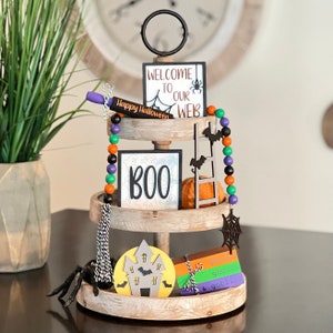 BUNDLE // Halloween Themed Tier Tray Decor // Halloween Tiered Tray Signs // Halloween Tier Tray Decor // Halloween Tiered Tray Decor Set