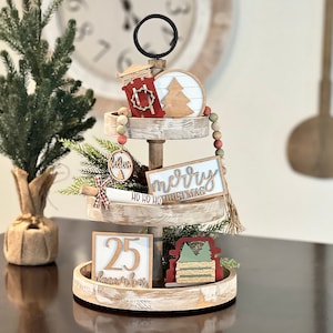 BUNDLE // Country Christmas Tier Tray Decor Bundle // Christmas Tier Tray Decor // Tiered Tray Decor Set // Rustic Christmas Tier Tray Decor