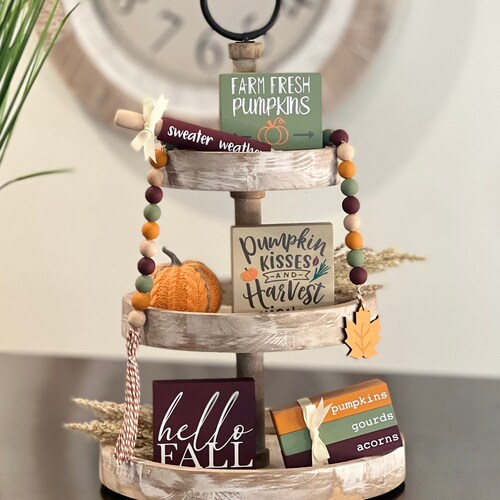 BUNDLE // Fall Tiered Tray Decor Bundle // Autumn Tier Tray Etsy
