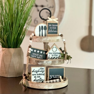 BUNDLE // Kitchen Themed Tiered Tray Decor // Farmhouse Kitchen Tiered Tray Signs // Kitchen Tiered Tray Decor // Everyday Tiered Tray Decor