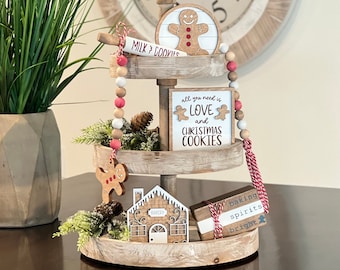 BUNDLE // Gingerbread Tier Tray Decor // Gingerbread Themed Signs // Tier Tray Decor // Christmas Tray Decorations // Mini Christmas Decor