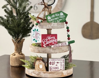 BUNDLE // Classic Christmas Tier Tray Decor // Christmas Signs // Tier Tray Decor // Christmas Tiered Tray Decorations // Christmas Decor