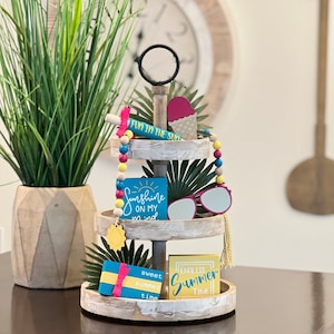 BUNDLE // Summer Tiered Tray Decor // Seasonal Tiered Tray Decor // Summer Tiered Tray // Mini Summer Tiered Tray Decor