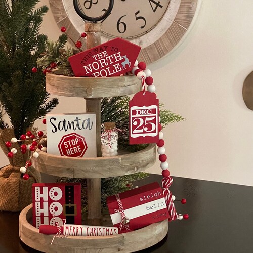 BUNDLE // Country Christmas Tier Tray Decor Bundle // Etsy