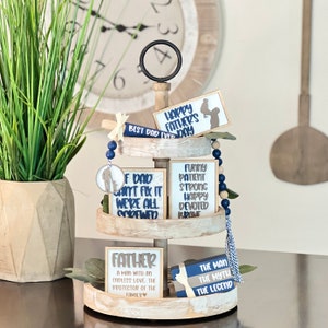 BUNDEL // Gelaagd dienblad voor Vaderdag // Borden met thema Vaderdag // Gelaagd dienbladdecor // Gelaagd dienblad met vaderdagthema