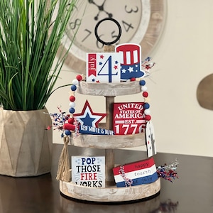 BUNDEL // Gelaagd bladdecor Fourth Of July // Borden met 4 juli-thema // Gelaagd bladdecor // Independence Day-thema gelaagd bladdecor