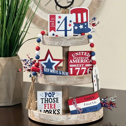 BUNDLE // Fourth of July Tiered Tray Decor // 4th of July Etsy