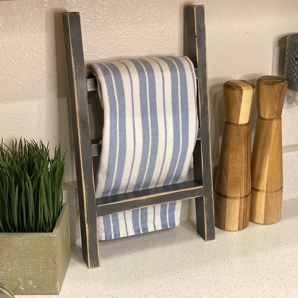 Kitchen Towel Ladder // Mini Tea Towel Ladder // Hand Towel Ladder // Small Countertop Ladder // Farmhouse Decor // Bathroom Decor