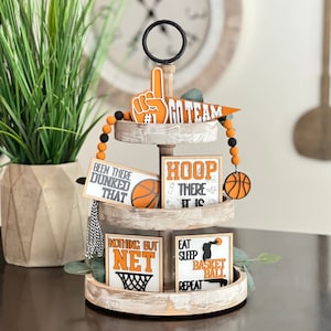 BUNDLE // Basketball Themed Tiered Tray Decor // Basketball Tiered Tray Signs // Basketball Tiered Tray Decor // Sports Tiered Tray Decor