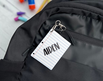 Etiqueta personalizada para mochila // Etiqueta con nombre personalizada // Regreso a clases // Etiqueta personalizada para lonchera // Llavero personalizado // Etiqueta personalizada para bolso