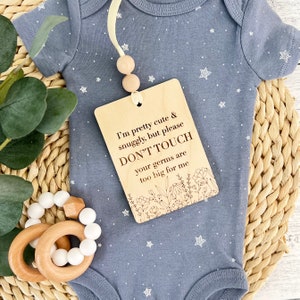 Please Don&#39;t Touch Baby Germs Sign // Baby Stroller Tag // Baby Germ Carrier Tag // Baby Car Seat Accessories // Your Germs Are Too Big
