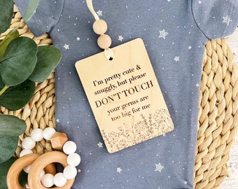 Do Not Touch Baby Signs 2-Pack - Greenery Design, 5 Inch Tags For Car Seat Or Stroller - View #9