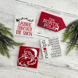 Tiered Tray Signs // Christmas Themed Signs // Wood Signs // Tiered Tray Decor // Christmas Decor // Christmas Shelf Sitter Signs