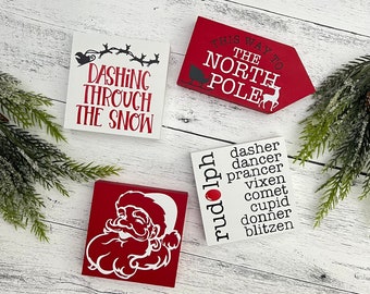 Tiered Tray Signs // Christmas Themed Signs // Wood Signs // Tiered Tray Decor // Christmas Decor // Christmas Shelf Sitter Signs