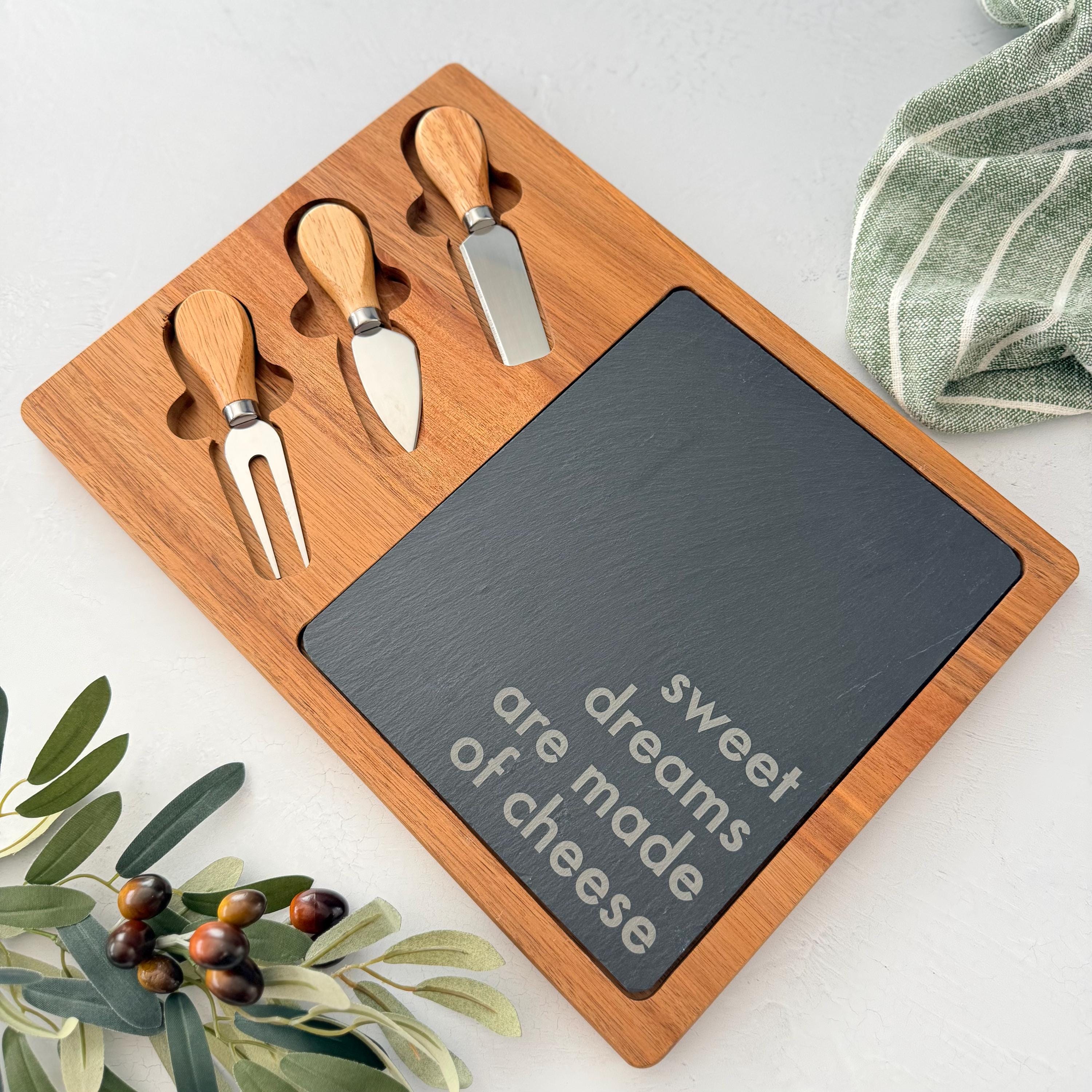 Engraved Acacia Slate Cheese Board Set // Sweet Dreams Are Made of ...