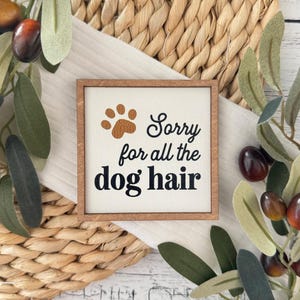 Mini ingelijst bord met hondenthema // Sorry For All The Dog Hair-bordje // Minibord met hondenthema // Ingelijst bord met huisdierthema // Gelaagd bord