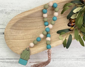 Plant Themed Wooden Bead Garland // Farmhouse Beads // Farmhouse Decor // Tiered Tray Decor // Succulent Home Decor // Decorative Garland