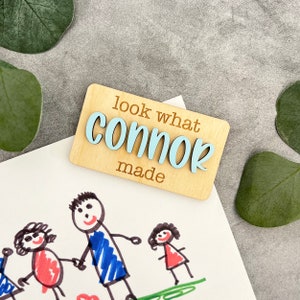 Personalized Look What I Made Magnet // Kid&#39;s Artwork Refrigerator Magnet // Custom Name Magnet // Custom Name Artwork Magnet