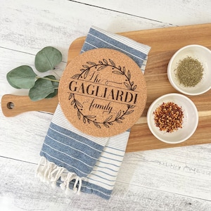 Personalized Cork Trivet // Personalized Pot Holder // Engraved Cork Trivet // Engraved Pot Rest // Monogramed Cork Trivet