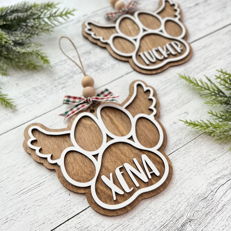 Custom Name Pet Memorial Christmas Tree Ornament // Personalized Pet Memorial Christmas Tree Ornament // Dog Memorial Keepsake Ornament image 2