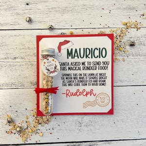 Cibo magico per renne // Regalo della vigilia di Natale // Scatola della vigilia di Natale per bambini // Lettera di Rudolph