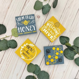 Bee Themed Tier Tray Signs // Honey Themed Tier Tray Signs // Honey Bee Themed Tiered Tray Decor // Everyday Tier Tray Decor // Summer Decor