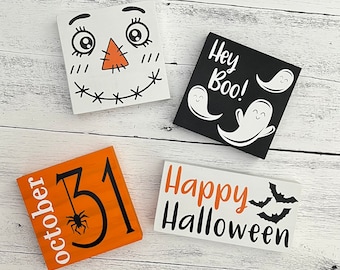 Tiered Tray Signs // Halloween Themed Signs // Wood Signs // Fall Tiered Tray Decor // Halloween Decor // Halloween Shelf Sitter Signs