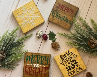 Tier Tray Signs // Christmas Signs // Christmas Decor // Wood Signs // Tiered Tray Decor // Seasonal // Christmas
