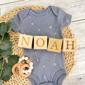 Personalized Wooden Blocks // Custom Engraved Name Blocks // Nursery Baby Name Wooden Blocks // Name Nursery Decor // Baby Alphabet Cubes