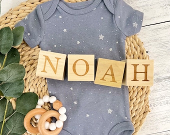Personalized Wooden Blocks // Custom Engraved Name Blocks // Nursery Baby Name Wooden Blocks // Name Nursery Decor // Baby Alphabet Cubes