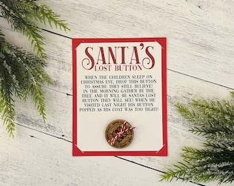 Santa's Lost Button // Kids Christmas Eve Box // Engraved Santa Button // Christmas Tradition // Santa's Missing Button // Santa Trinket