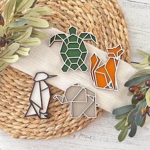 Geometric Animal Refrigerator Magnets // Animal Fridge Magnets // Modern Animal Refrigerator Magnet // Wooden Line Art Animal Kitchen Magnet