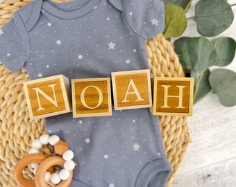 Personalized Wooden Blocks // Custom Engraved Name Blocks // Nursery Baby Name Wooden Blocks // Name Nursery Decor // Baby Alphabet Cubes