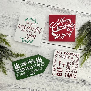 Tiered Tray Signs // Christmas Themed Signs // Wood Signs // Tiered Tray Decor // Christmas Decor // Christmas Shelf Sitter Signs