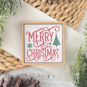 Mini Framed Christmas Sign // Merry Christmas Sign // Mini Christmas Sign // Wooden Framed Christmas Sign // Wood Framed Tier Tray Sign