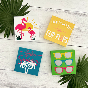 Summer Tiered Tray Signs // Seasonal  Tiered Tray Signs // Summer Tiered Tray Decor