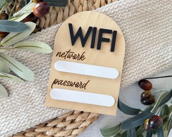 Magnete per rete WiFi e password // Cartello WiFi moderno e minimalista // Display magnetico cancellabile per WiFi ospiti // Decorazione per frigorifero o Airbnb