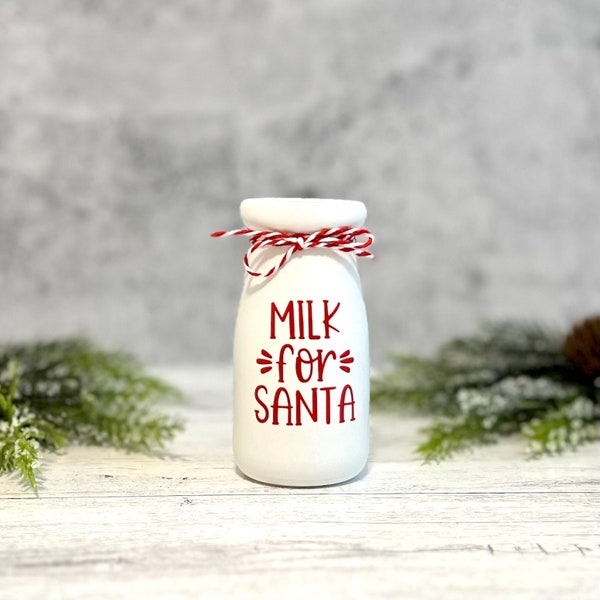 Mini Santa's Milk Jar // Christmas Tiered Tray Decor Filler // Christmas Table Top Decor // Milk For Santa // Christmas Tiered Tray Accent